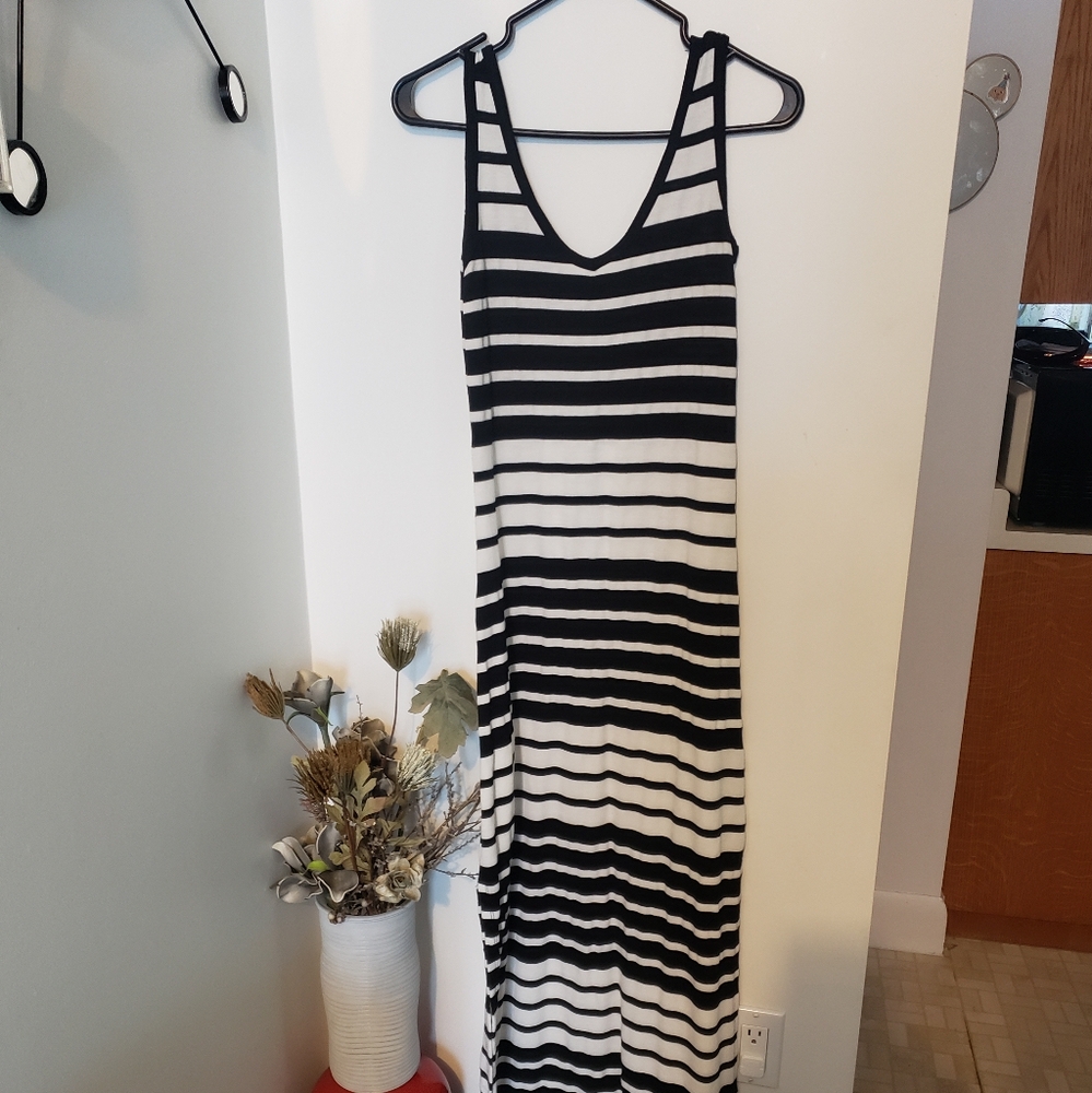 Black and white striped make dress